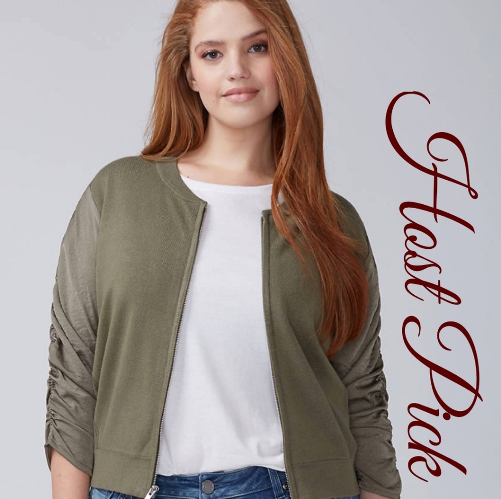 NWT Lane Bryant Woven Sleeve Sweater Jacket